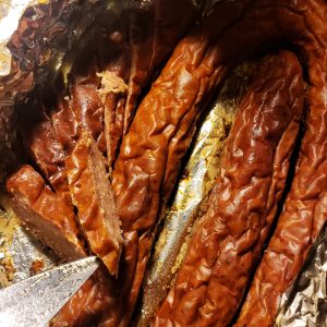 Fresh off the pitt. Texas Styled Bar-BQue Sausage Links. w/Heavy Smoke