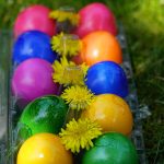 easter, eggs, colorful, spring, colored, nest, nature, painted, dandelion, decoration, green painting, green egg, green eggs, green paint